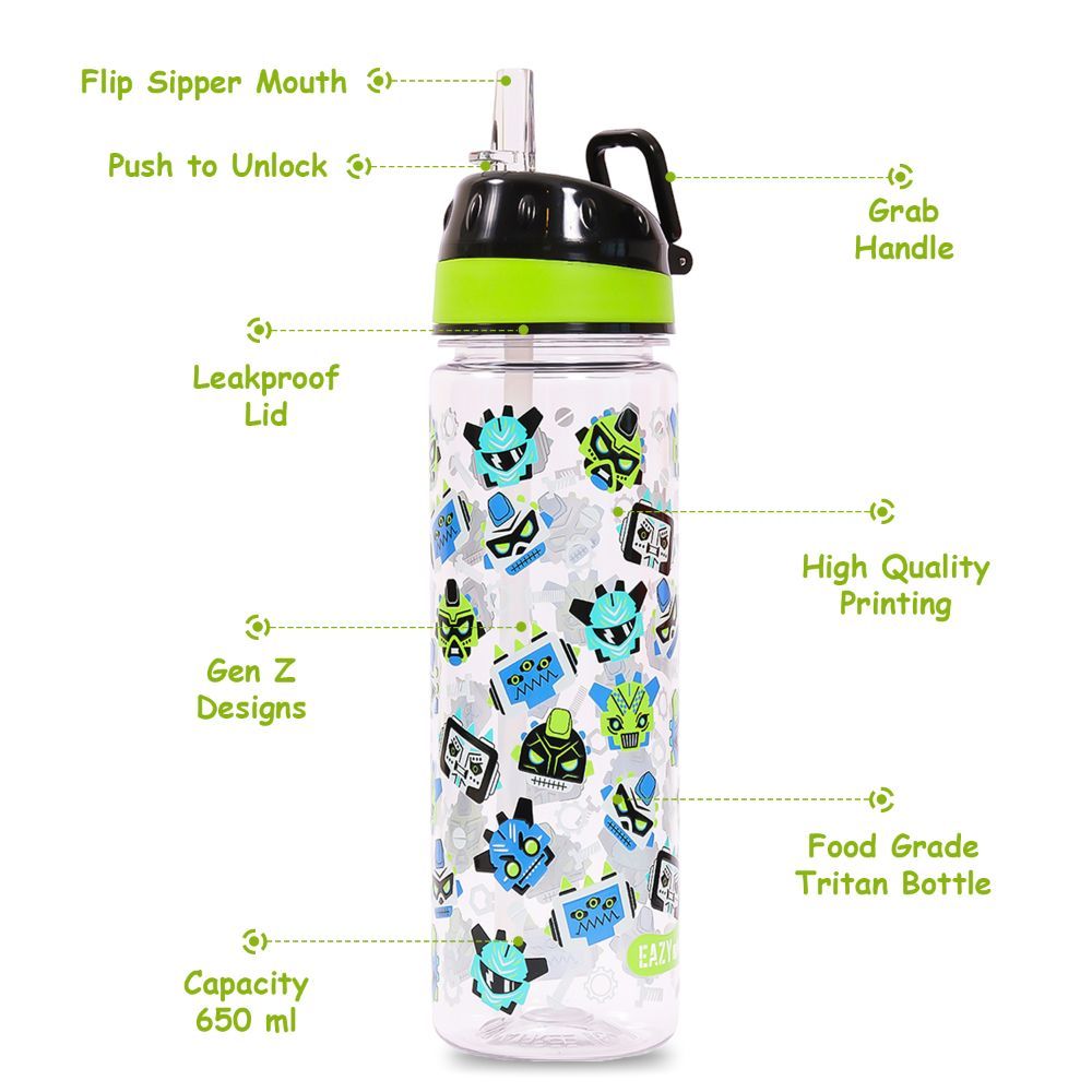 Eazy Kids - Gen Z Tritan Water Bottle W/ Handle 650ml - Black