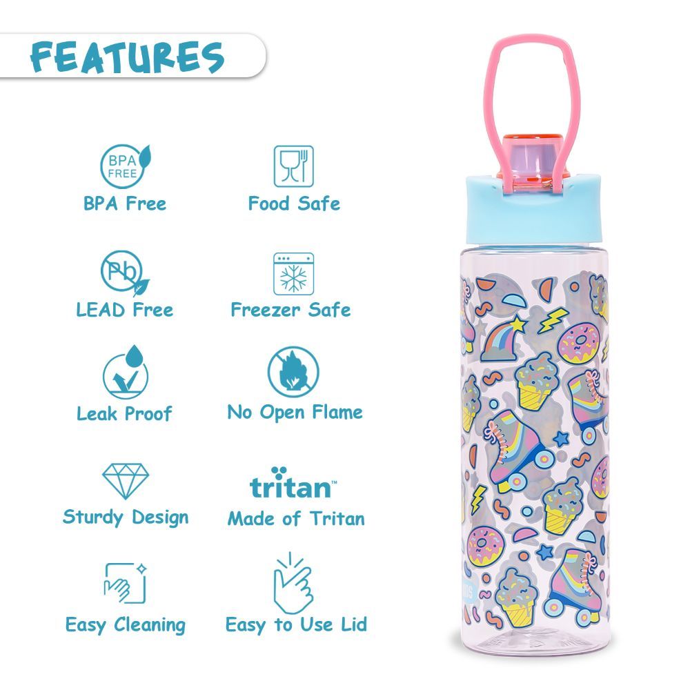 Eazy Kids - Gen Z Skater Tritan Water Bottle W/ Lid 750ml - Blue