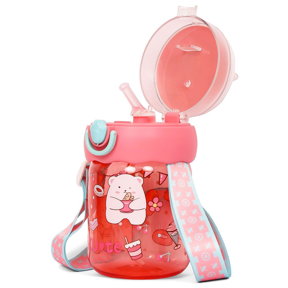 Eazy Kids - Water Bottle w/ Straw 580ml - Rose Red