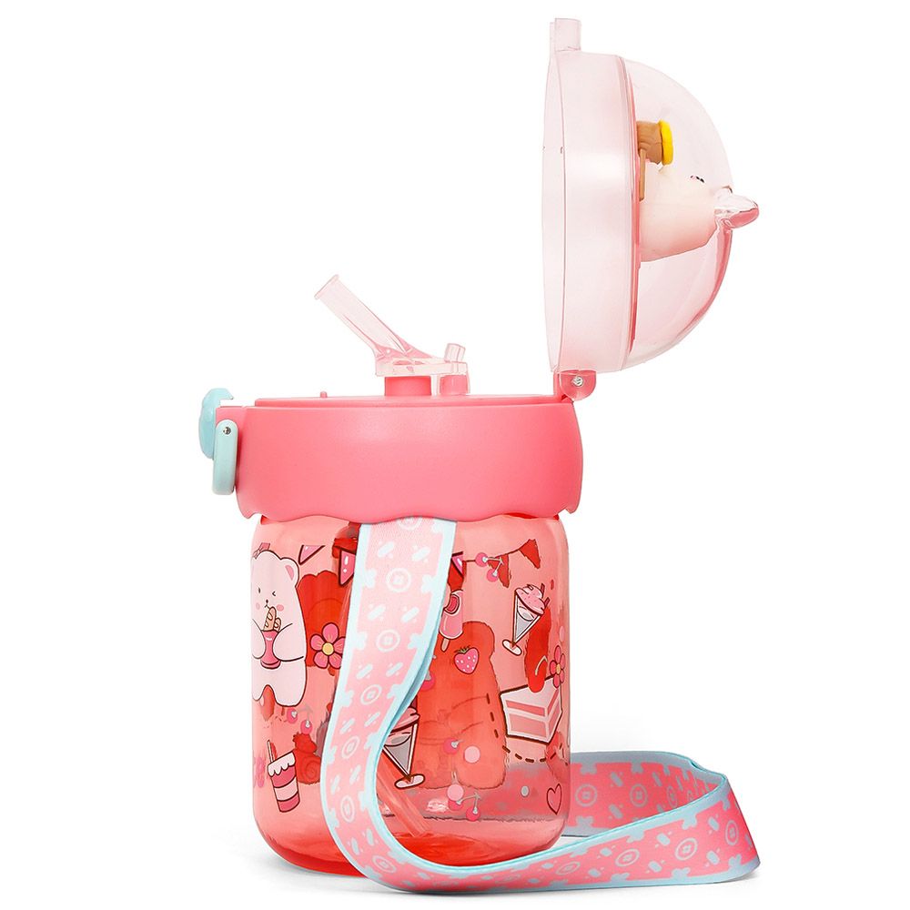 Eazy Kids - Water Bottle w/ Straw 580ml - Rose Red