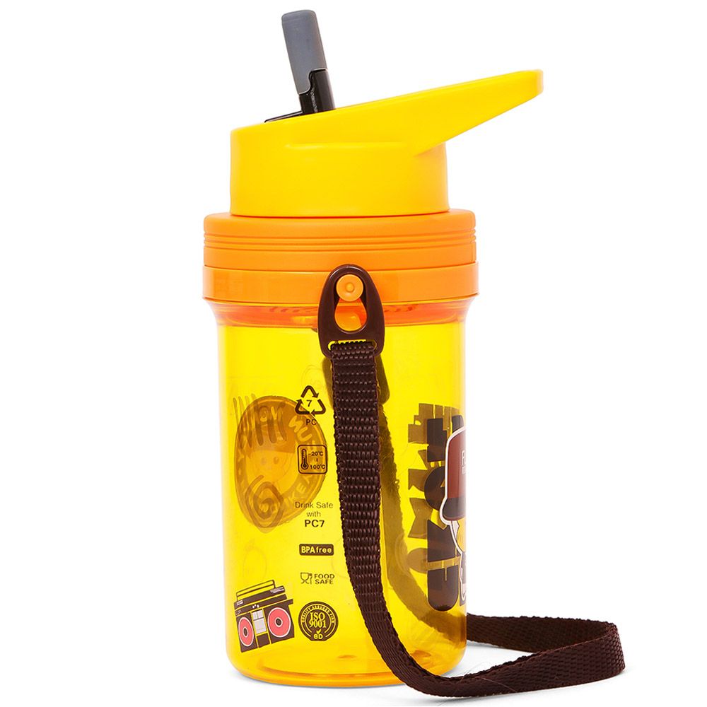 Eazy Kids - Water Bottle w/ Straw & Strap 500ml - Yellow