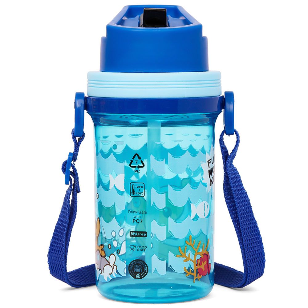 Eazy Kids - Water Bottle w/ Straw & Strap 500ml - Blue