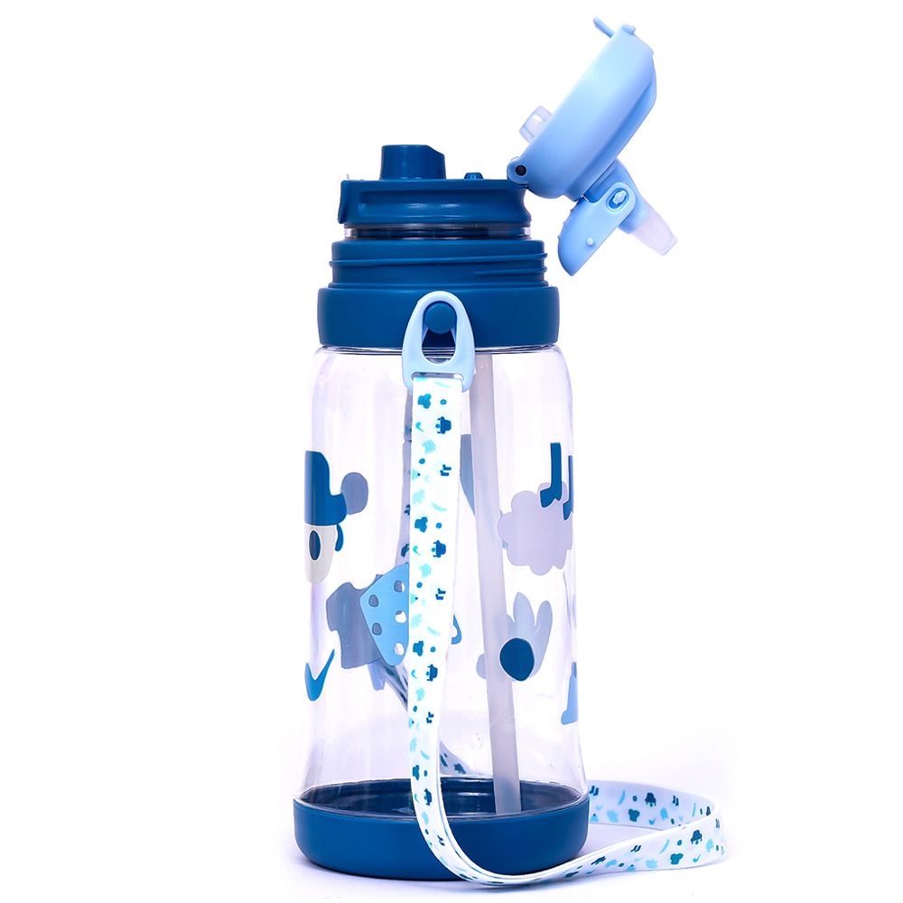 Eazy Kids - Printed Water Bottle w/ Straw 600ml - Blue