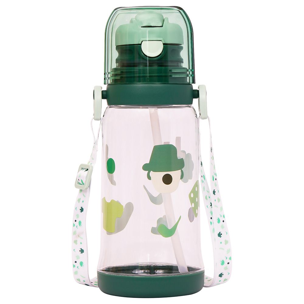 Eazy Kids - Printed Water Bottle w/ Straw 600ml - Green