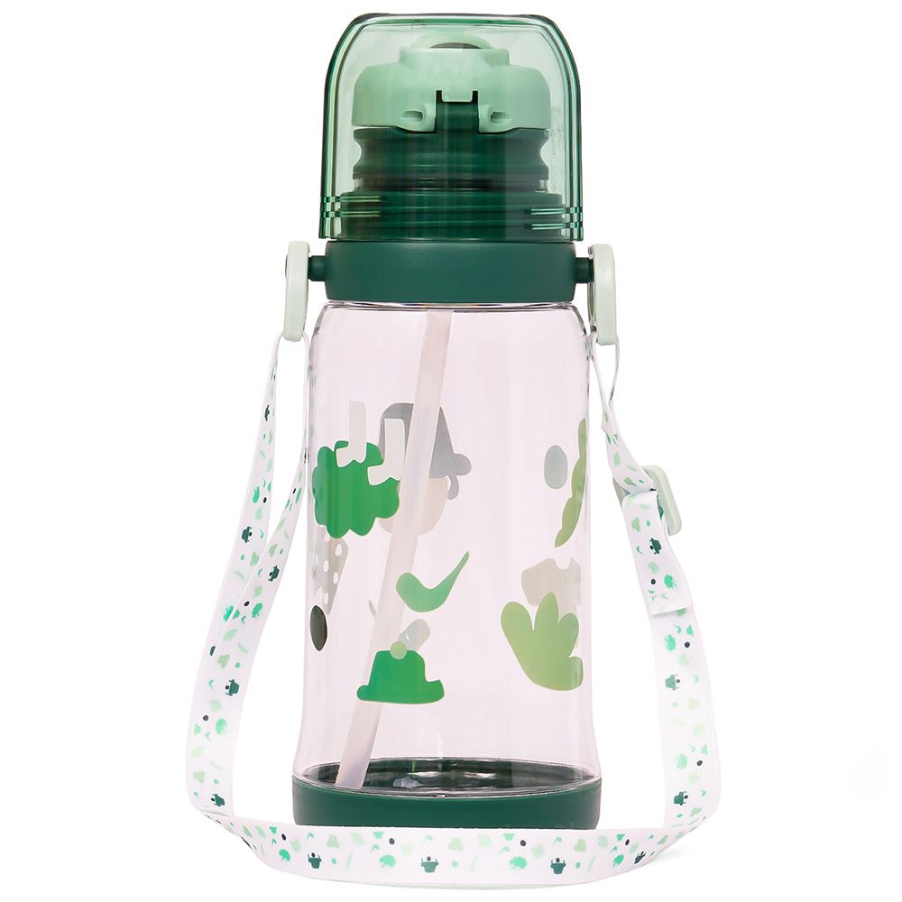 Eazy Kids - Printed Water Bottle w/ Straw 600ml - Green