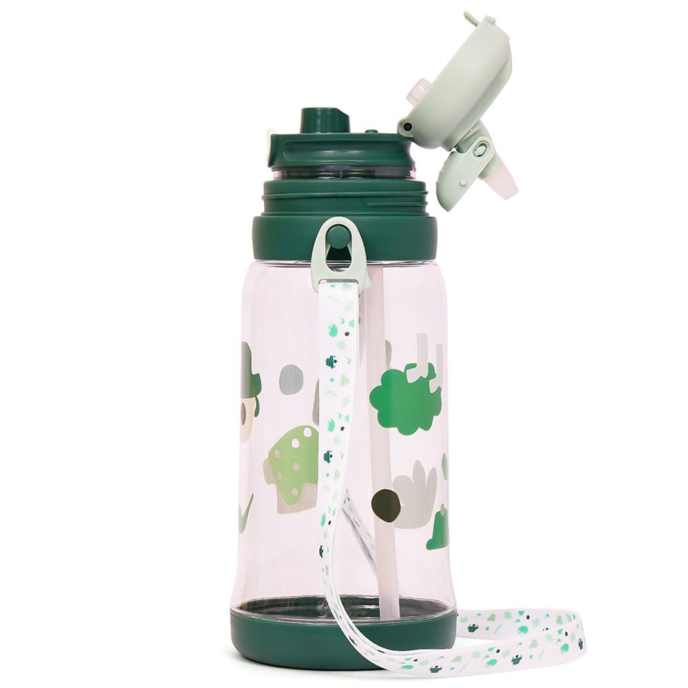 Eazy Kids - Printed Water Bottle w/ Straw 600ml - Green