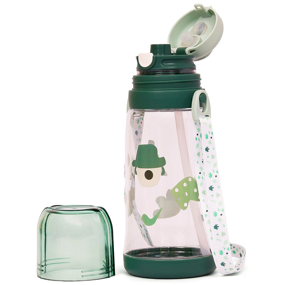 Eazy Kids - Printed Water Bottle w/ Straw 600ml - Green