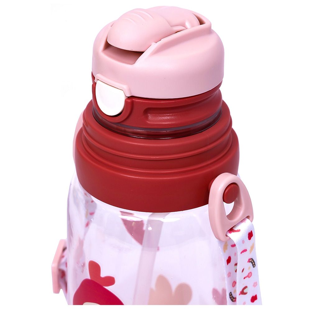 Eazy Kids - Printed Water Bottle w/ Straw 600ml - Pink