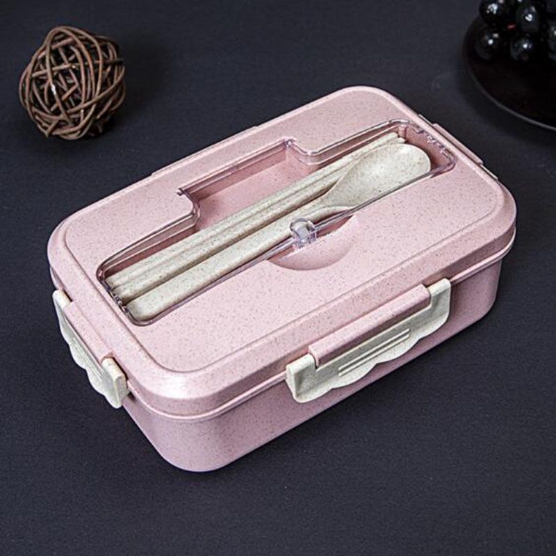 Eazy Kids Wheat Straw Leakproof Eco Bento Lunch Box - Pink (1000ml)