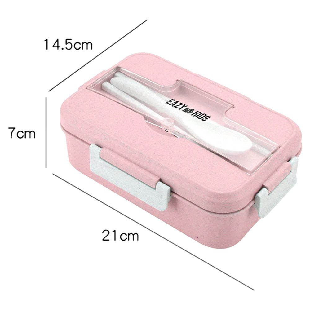 Eazy Kids Wheat Straw Leakproof Eco Bento Lunch Box - Pink (1000ml)