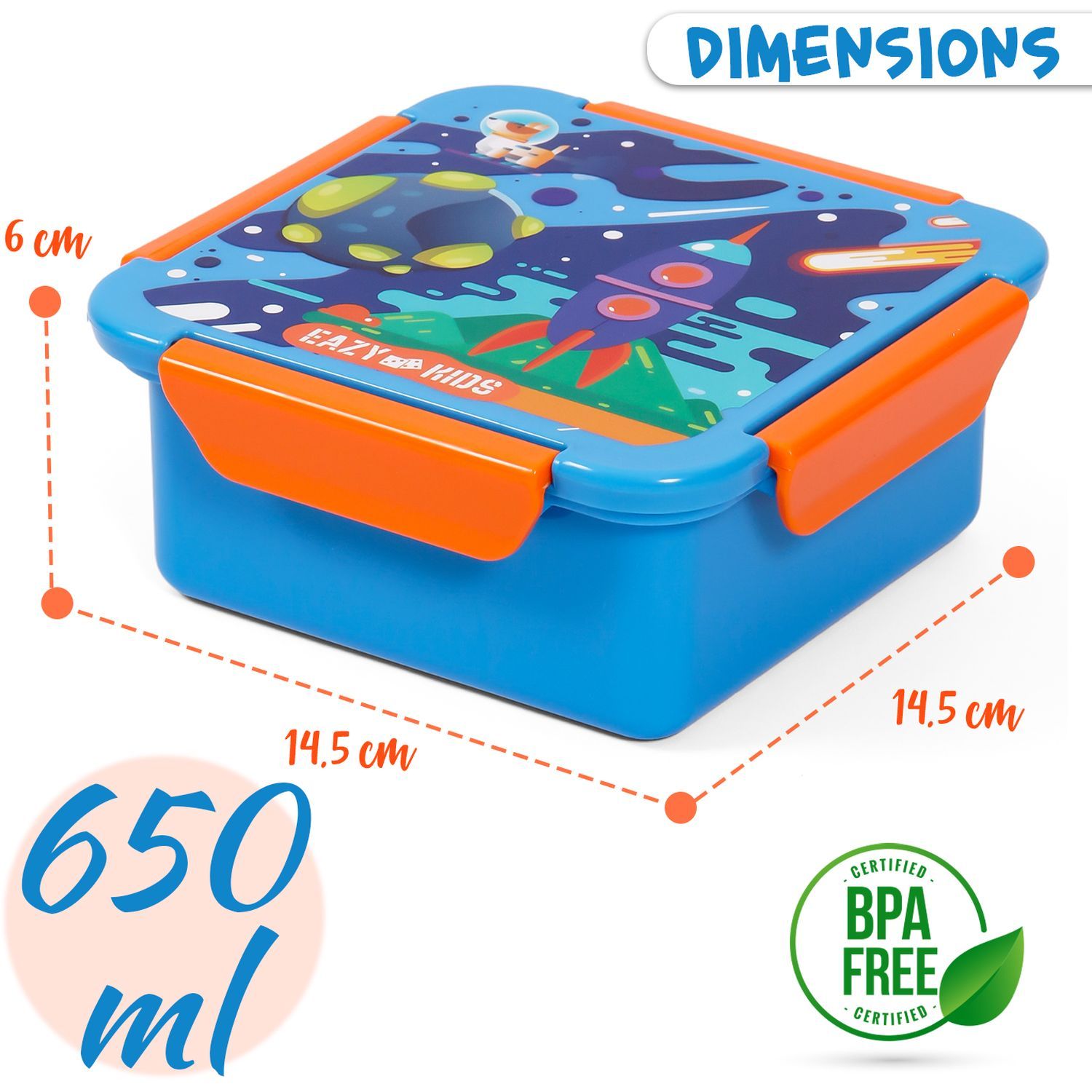 Eazy Kids - Space Lunch Box 650ml - Blue