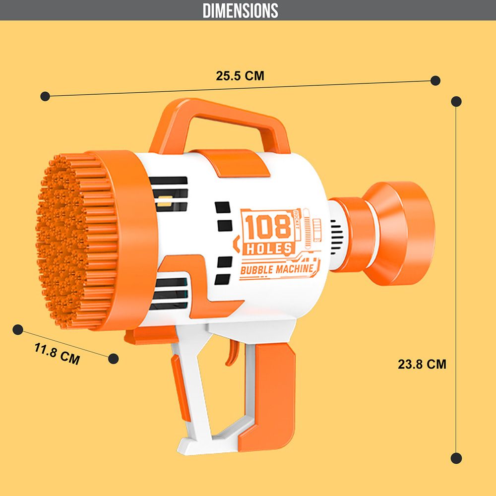 Little Story - 108 Holes Bubble Machine Gun Battery Operated - Orange