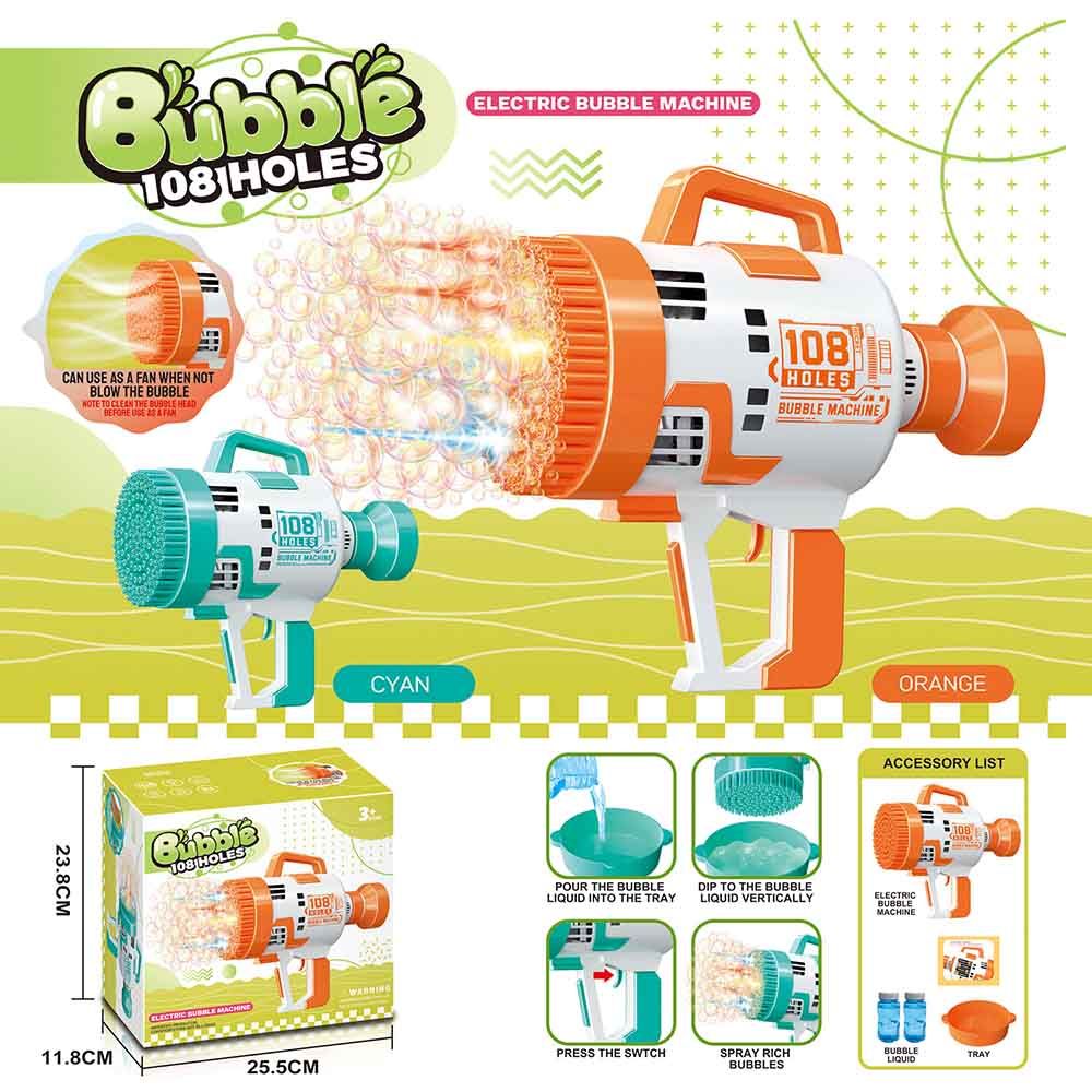 Little Story - 108 Holes Bubble Machine Gun Battery Operated - Orange