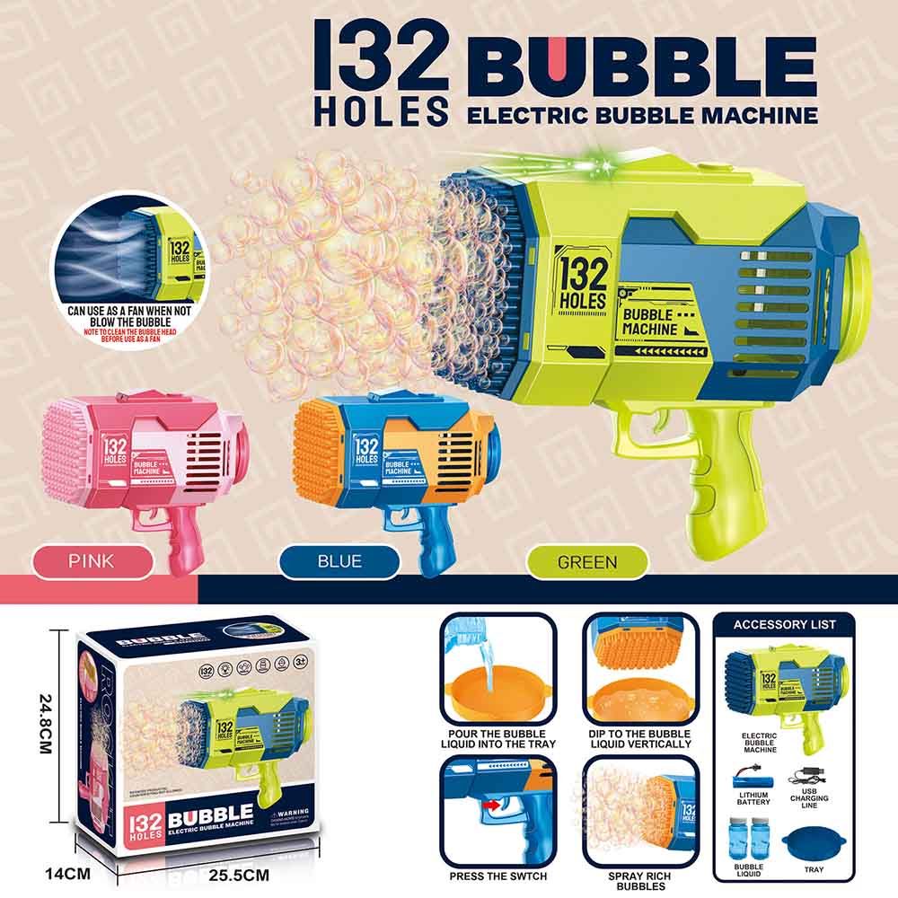 Little Story - 132 Holes Bubble Machine Gun w/ Light - Green