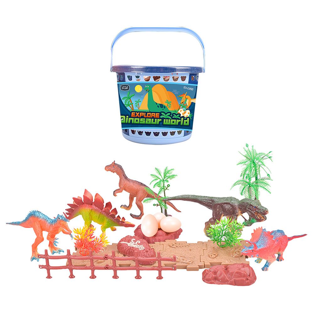 Little Story - Dinosaur World Bucket Set - 21Pcs