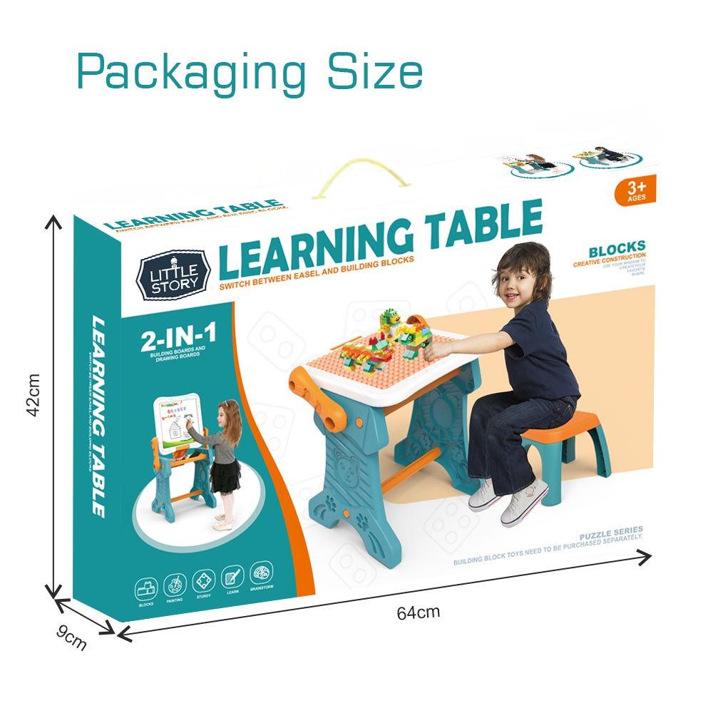 Little Story - 2-In-1 Table & Magnetic Learning Board Set W/ Chair