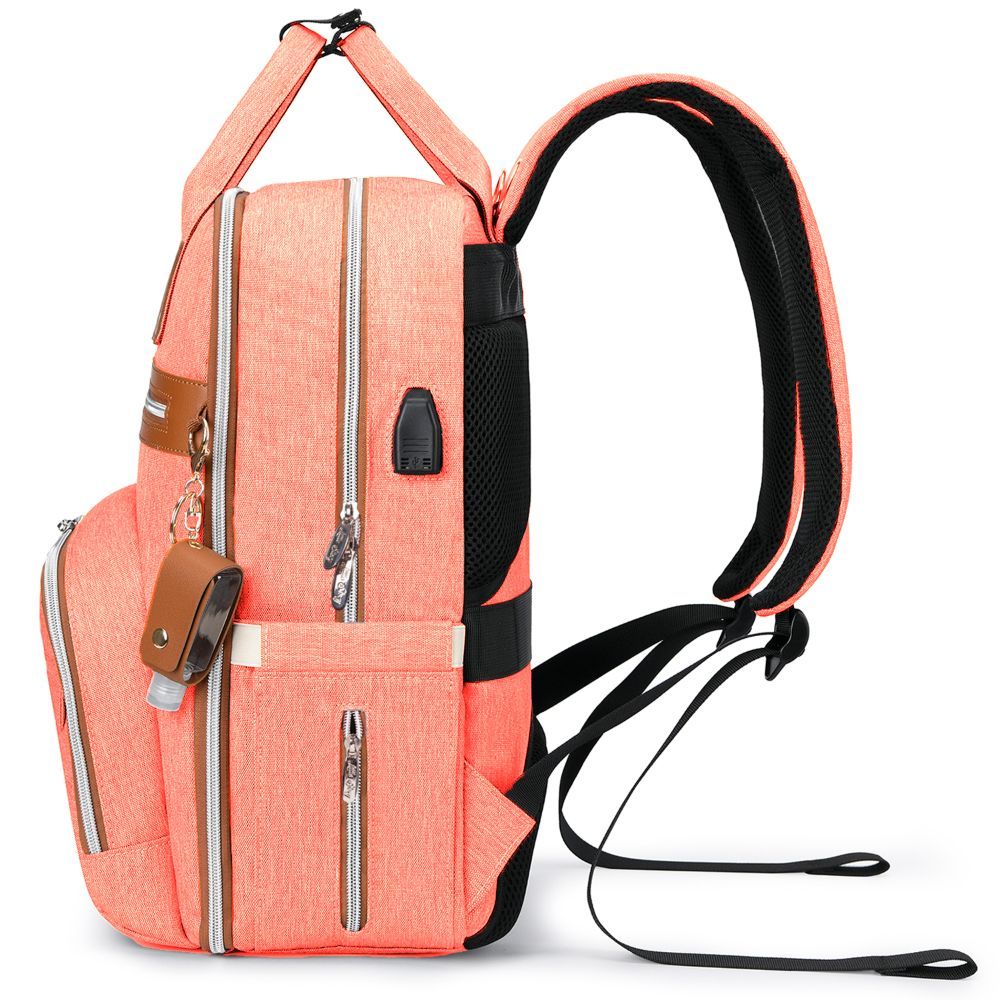 Little Story - 2-in-1 Diaper Backpack w/ Keychain & Hooks - Pink