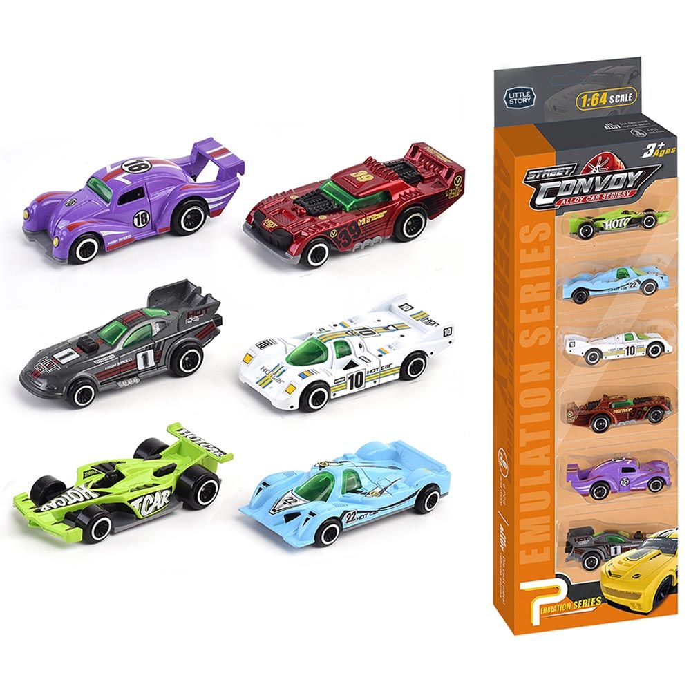 Little Story - Alloy Glide Racer Toy Car - 6Pcs