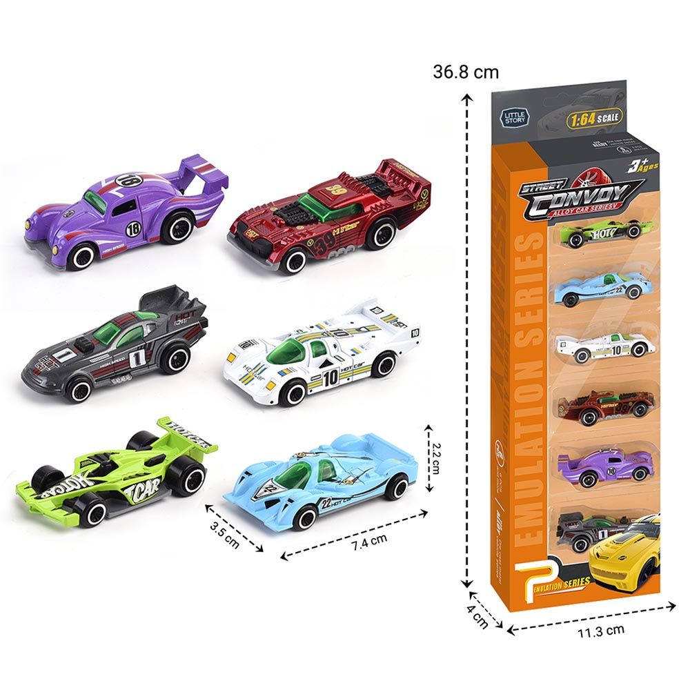 Little Story - Alloy Glide Racer Toy Car - 6Pcs