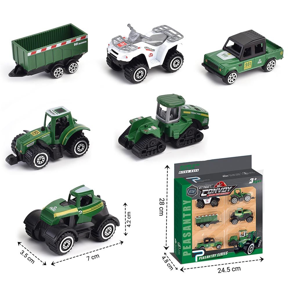 Little Story - Alloy Sliding Farmer's Vehicle - 6Pcs