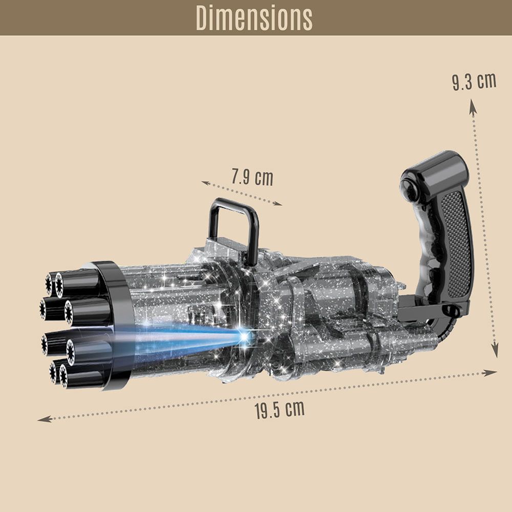 Little Story - 8 Holes Bubble Machine Kids Gun - Shiny Black