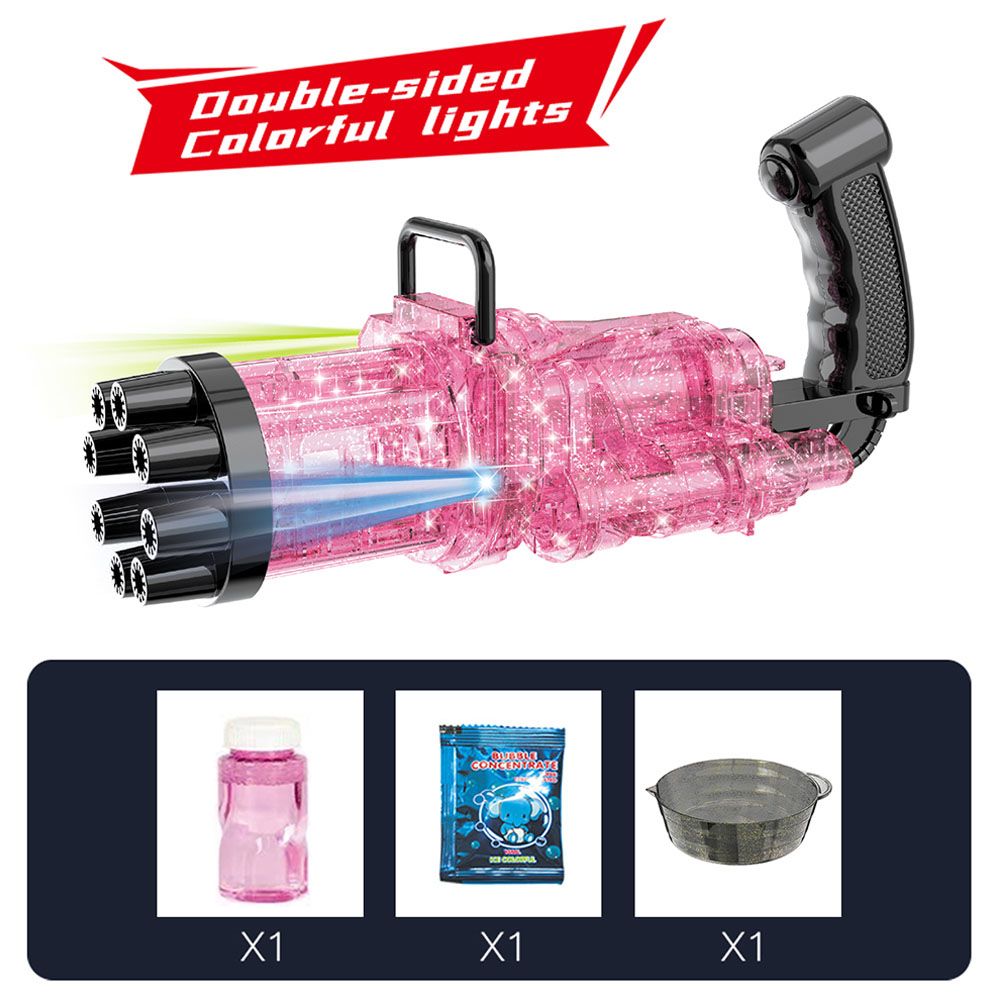 Little Story - 8 Holes Bubble Machine Kids Gun - Shiny Pink