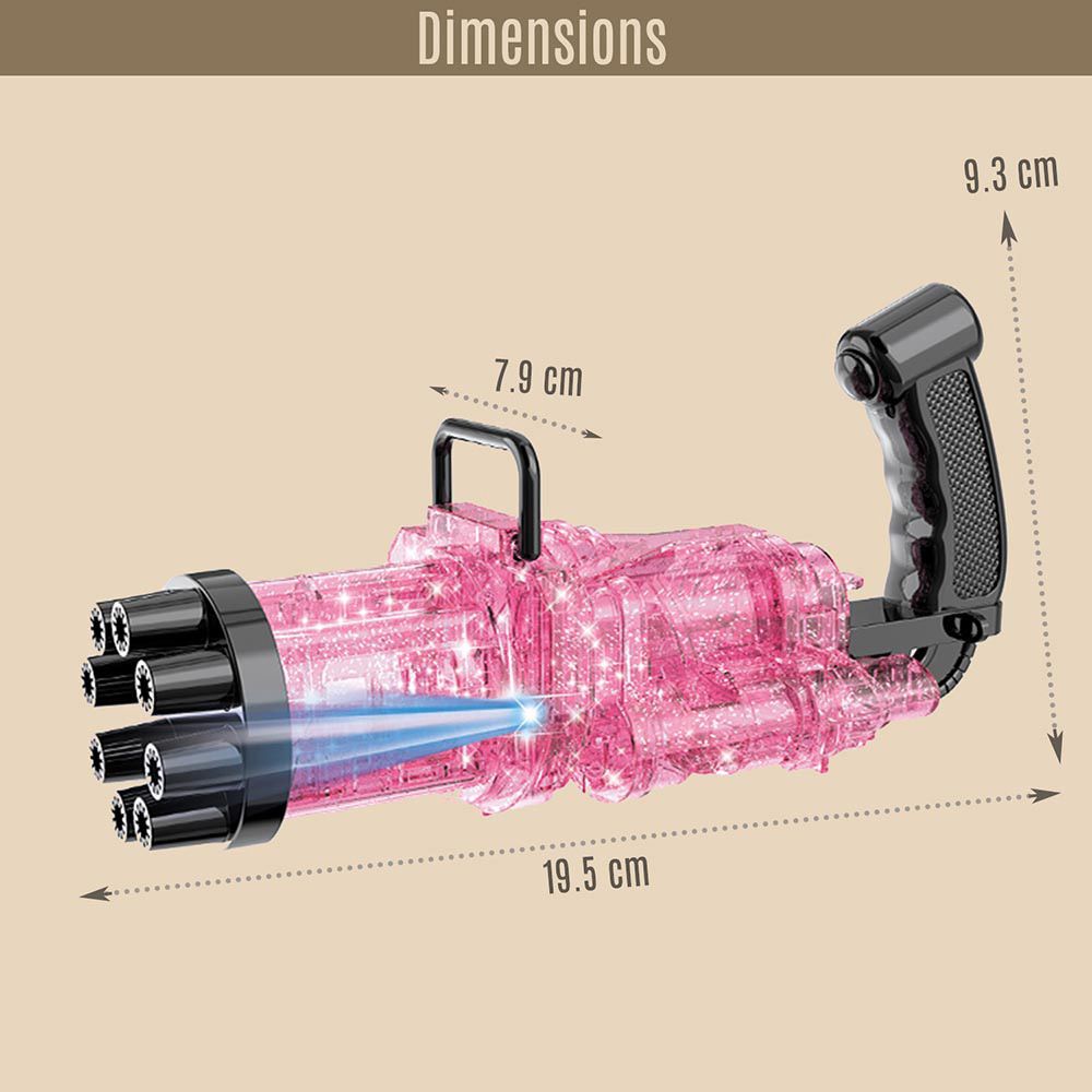 Little Story - 8 Holes Bubble Machine Kids Gun - Shiny Pink