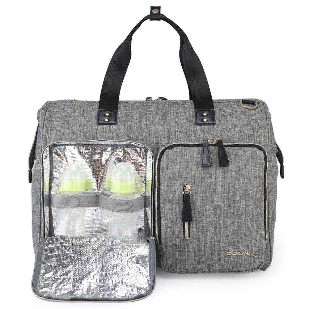 Little Story - Gabrielle XL Travel Diaper Bag w/ Changing Mat - Grey