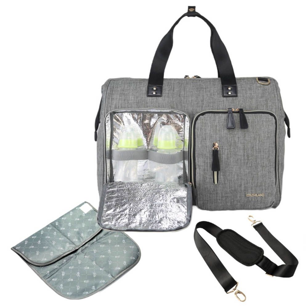 Little Story - Gabrielle XL Travel Diaper Bag w/ Changing Mat - Grey