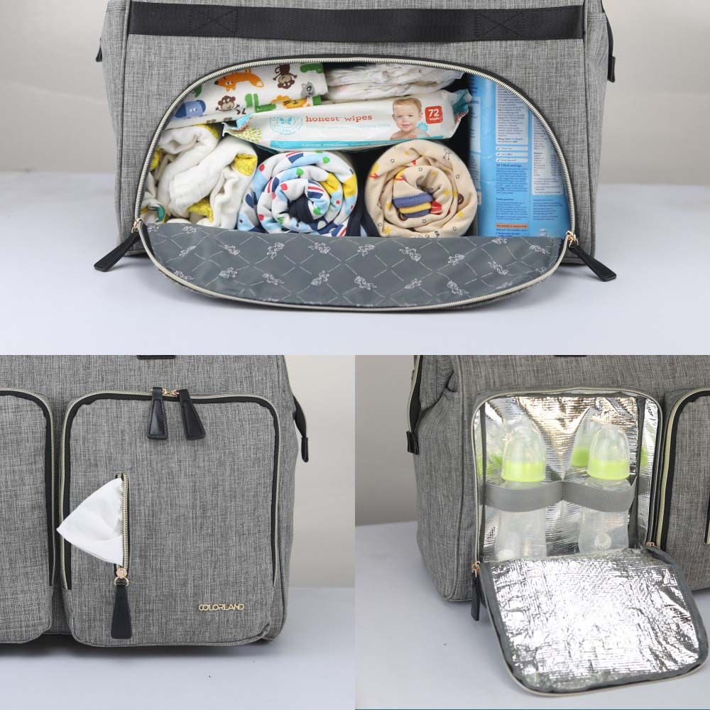 Little Story - Gabrielle XL Travel Diaper Bag w/ Changing Mat - Grey