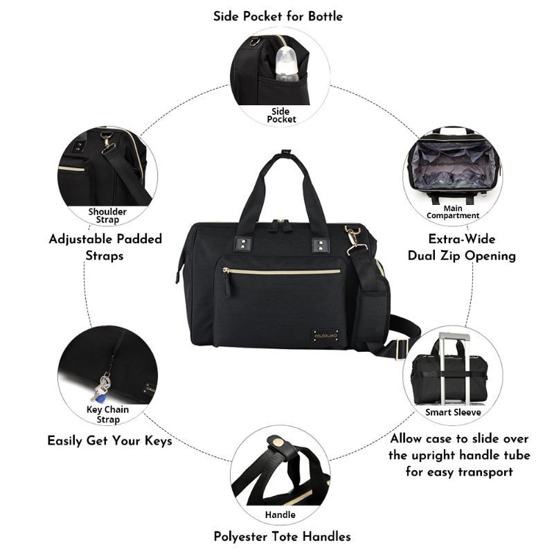 Little Story - Zera Mom Dad Diaper Bag - Black