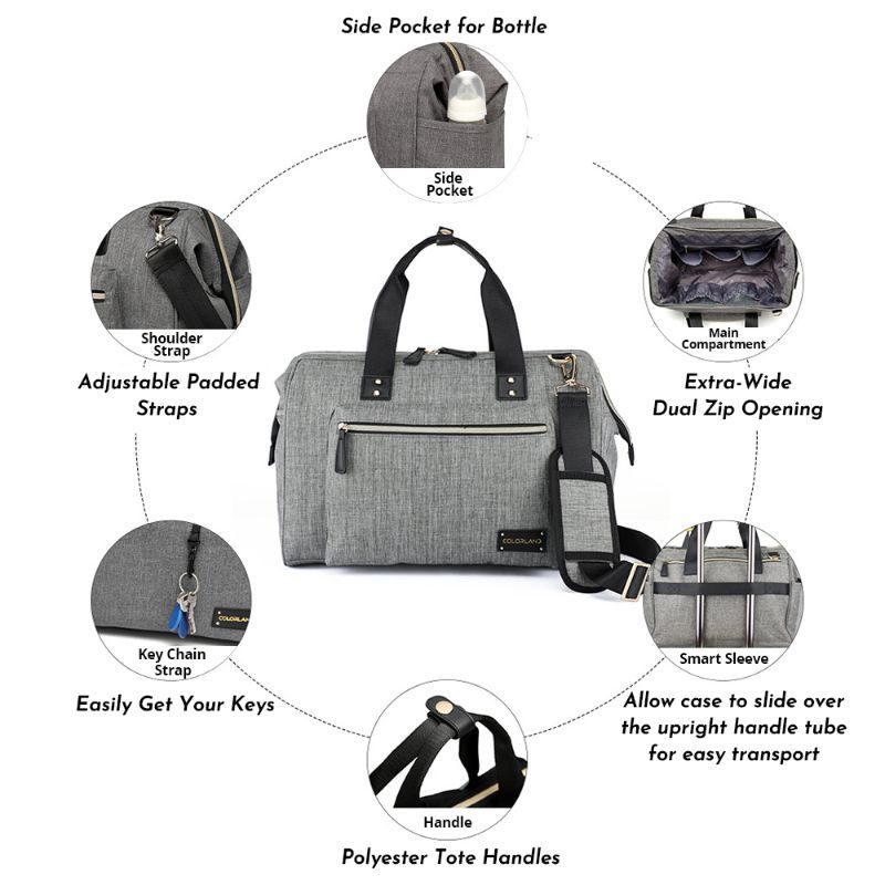 Little Story - Zera Mom Dad Diaper Bag - Grey