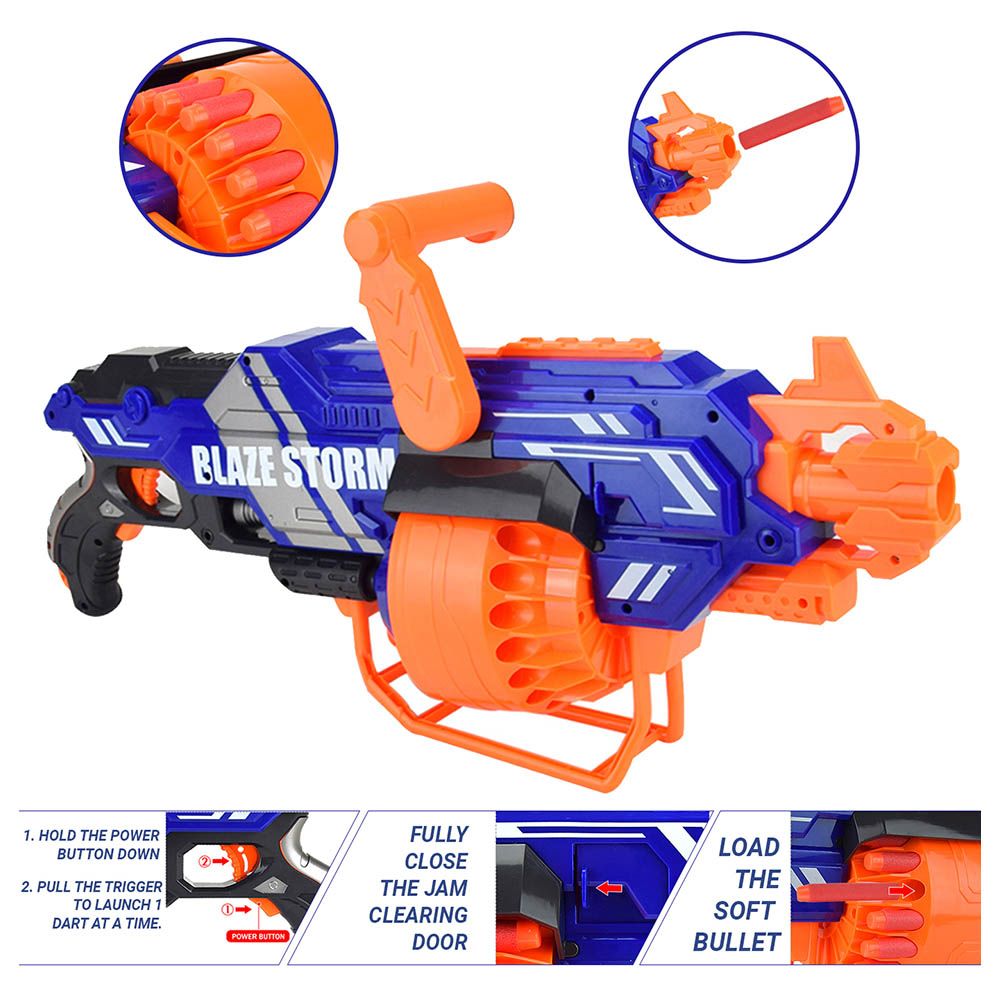 Little Story - Kids Bullet Gun w/ Bullets - 40Pcs - Blue/Orange