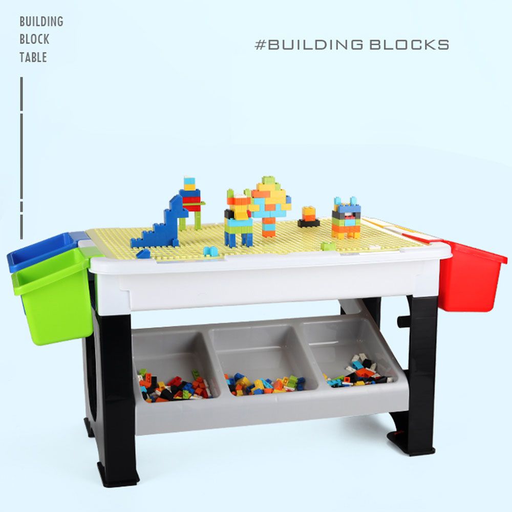 Little Story - 3-in-1 Blocks Activity Table w/ 300 Blocks - Grey