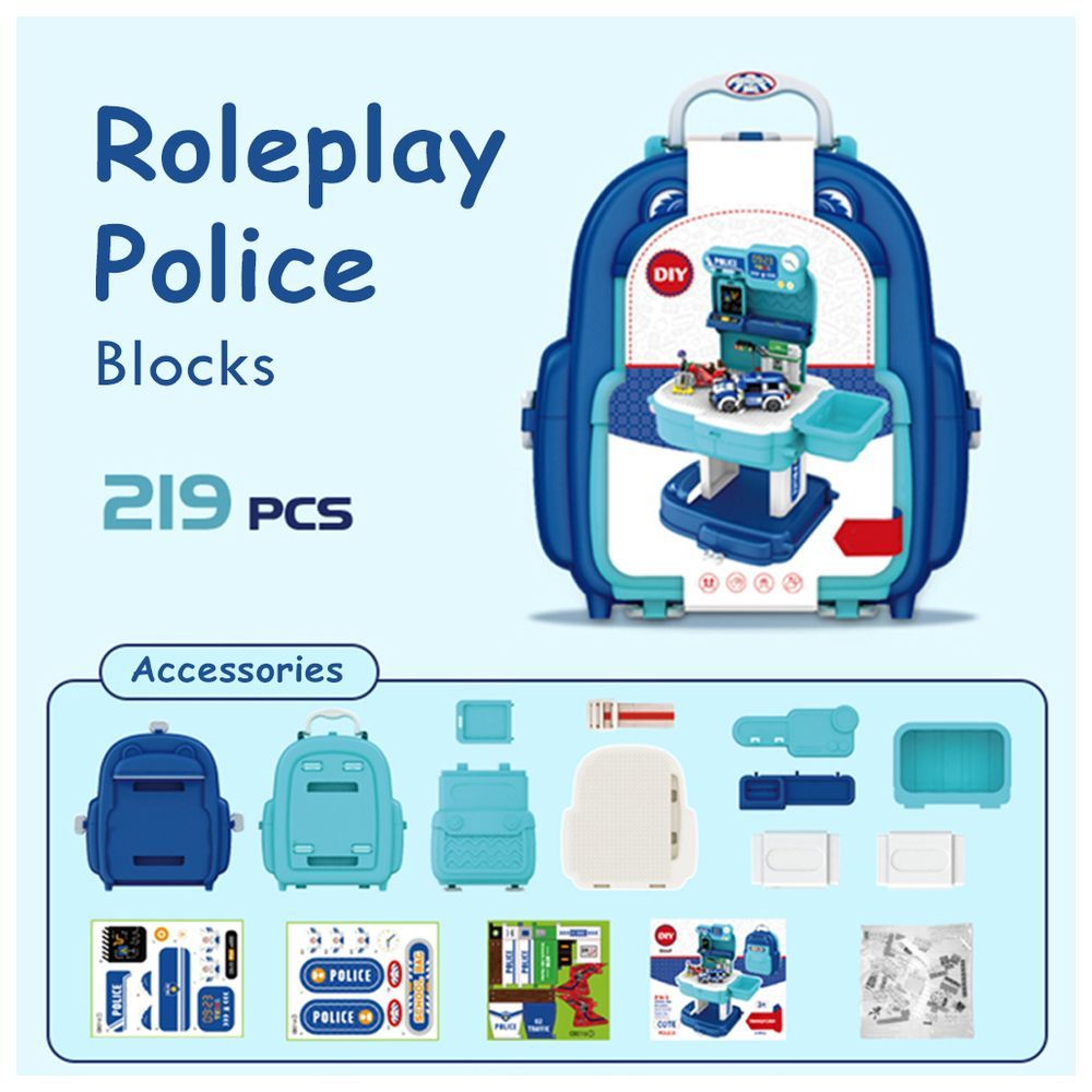 Little Story - Police Station W/ Police Car & Block Toy Set 219pcs