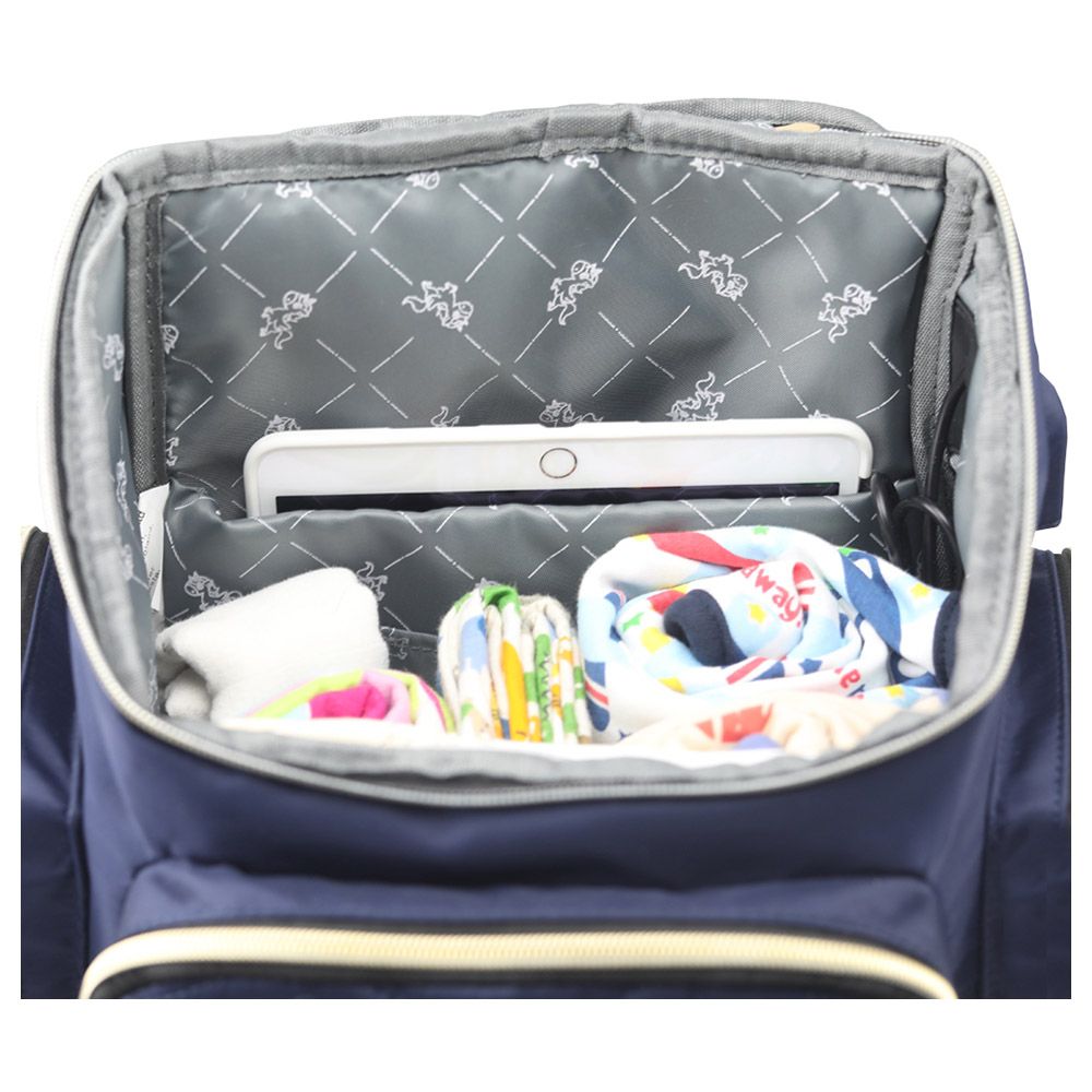 Little Story - Georgia Diaper Bag W/ Changing Pad & Hooks - Navy