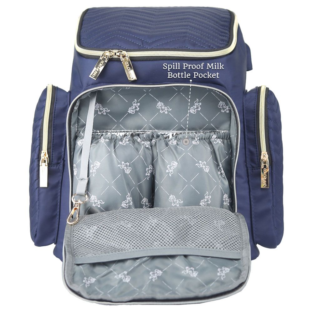 Little Story - Georgia Diaper Bag W/ Changing Pad & Hooks - Navy