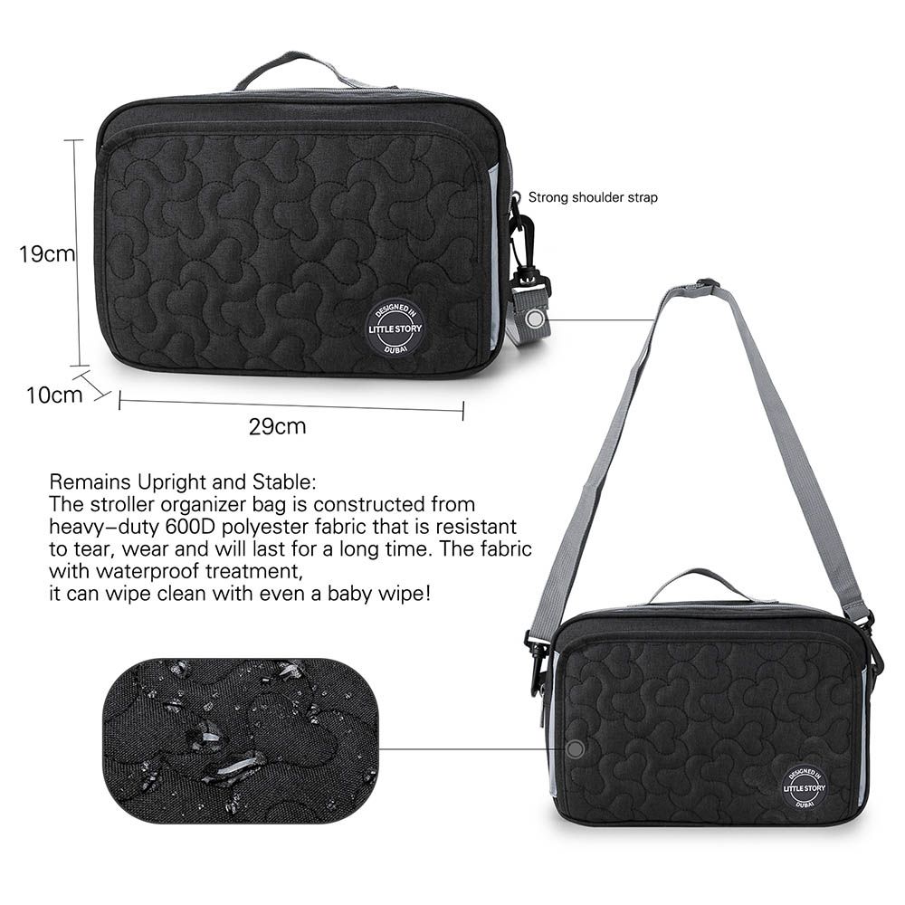 Little Story - Baby Diaper Changing Clutch Kit - Quilted Black