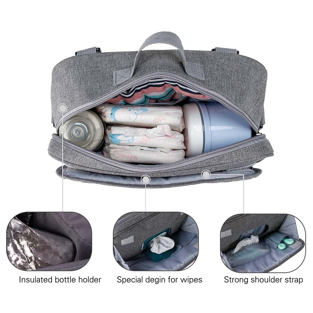 Little Story - Baby Diaper Changing Clutch Kit - Quilted Grey