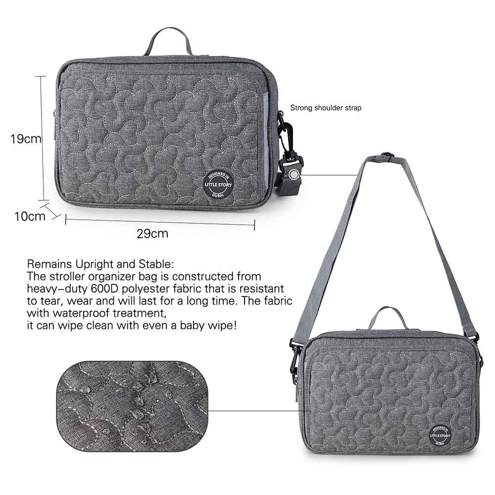 Little Story - Baby Diaper Changing Clutch Kit - Quilted Grey