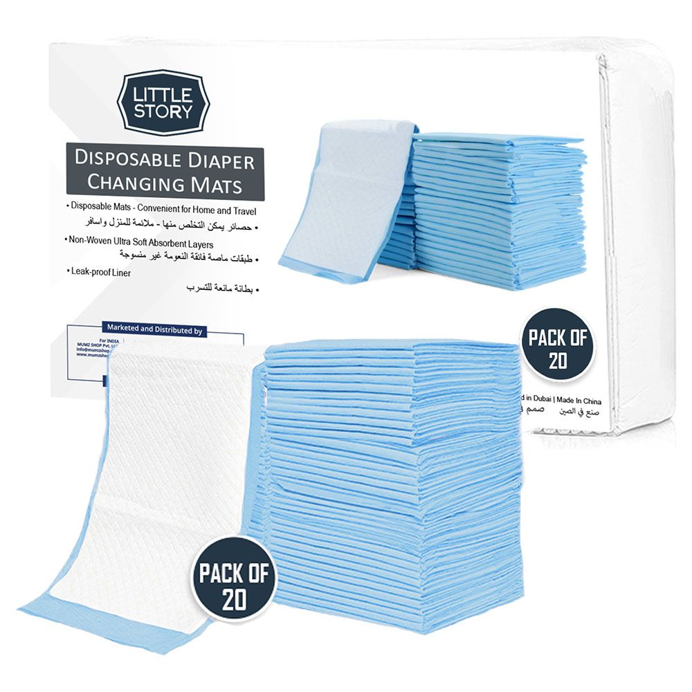 Little Story - Disposable Diaper Changing Mats - 20pcs - Blue