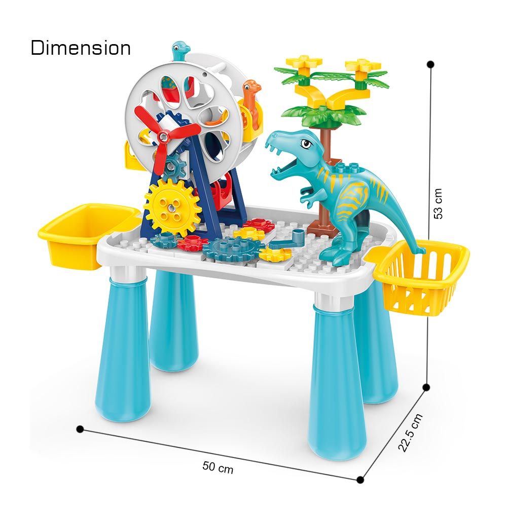 Little Story - Diy Dinosaur Ferris Wheels Blocks Table - 52pcs