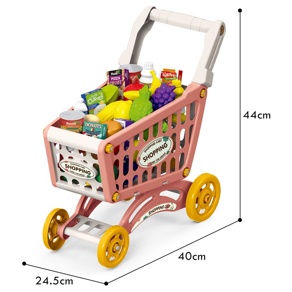 Little Story - Market Shopping Cart Toy Set - 56pcs - Pink