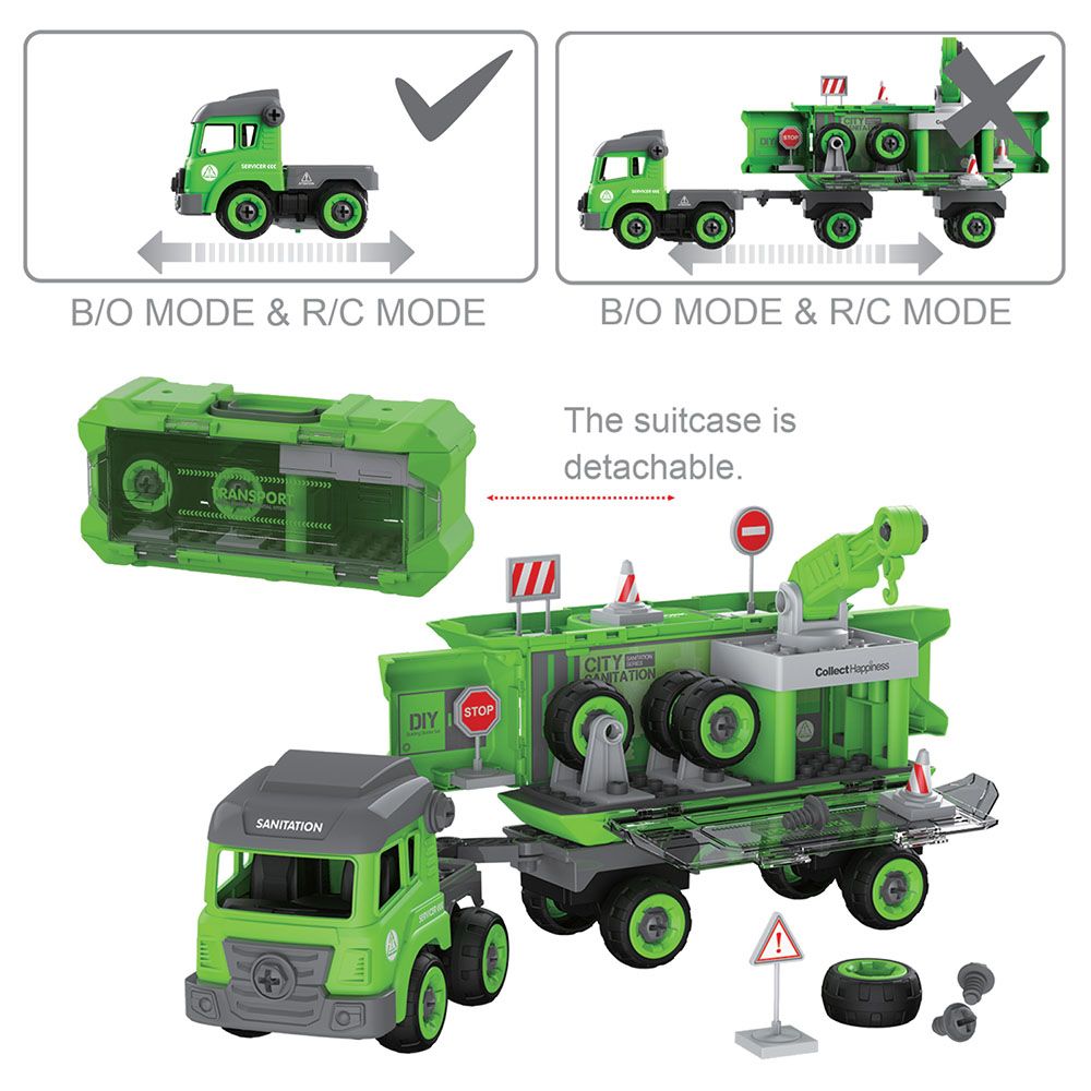 Little Story - Sanitation Truck w/ 2 Mini Truck - Green