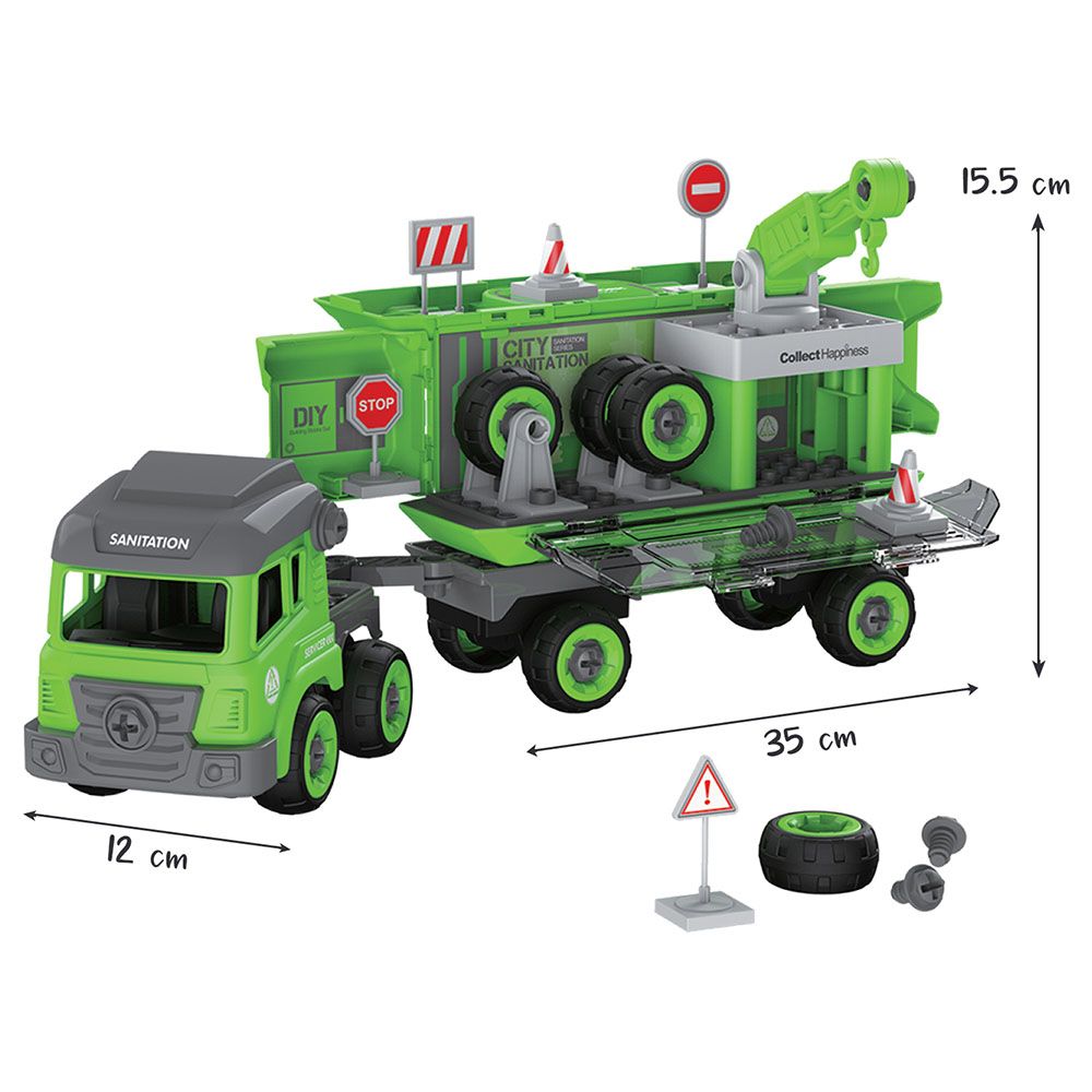 Little Story - Sanitation Truck w/ 2 Mini Truck - Green