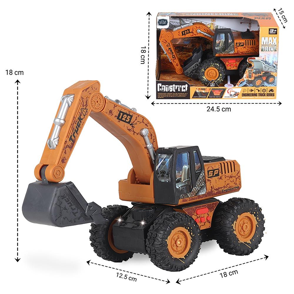 Little Story - Engineering Excavator Toy Vehicle - Yellow