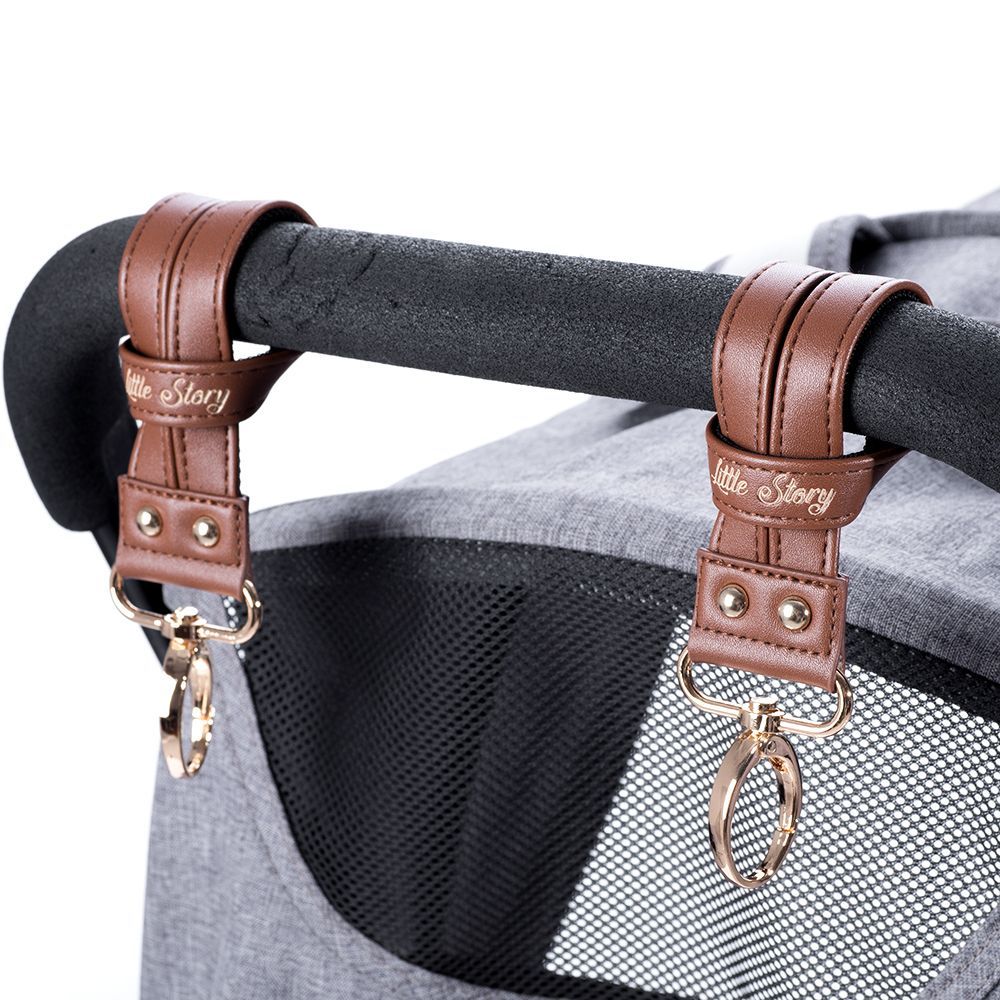 Little Story - Premium Stroller Hooks 2pcs - Brown