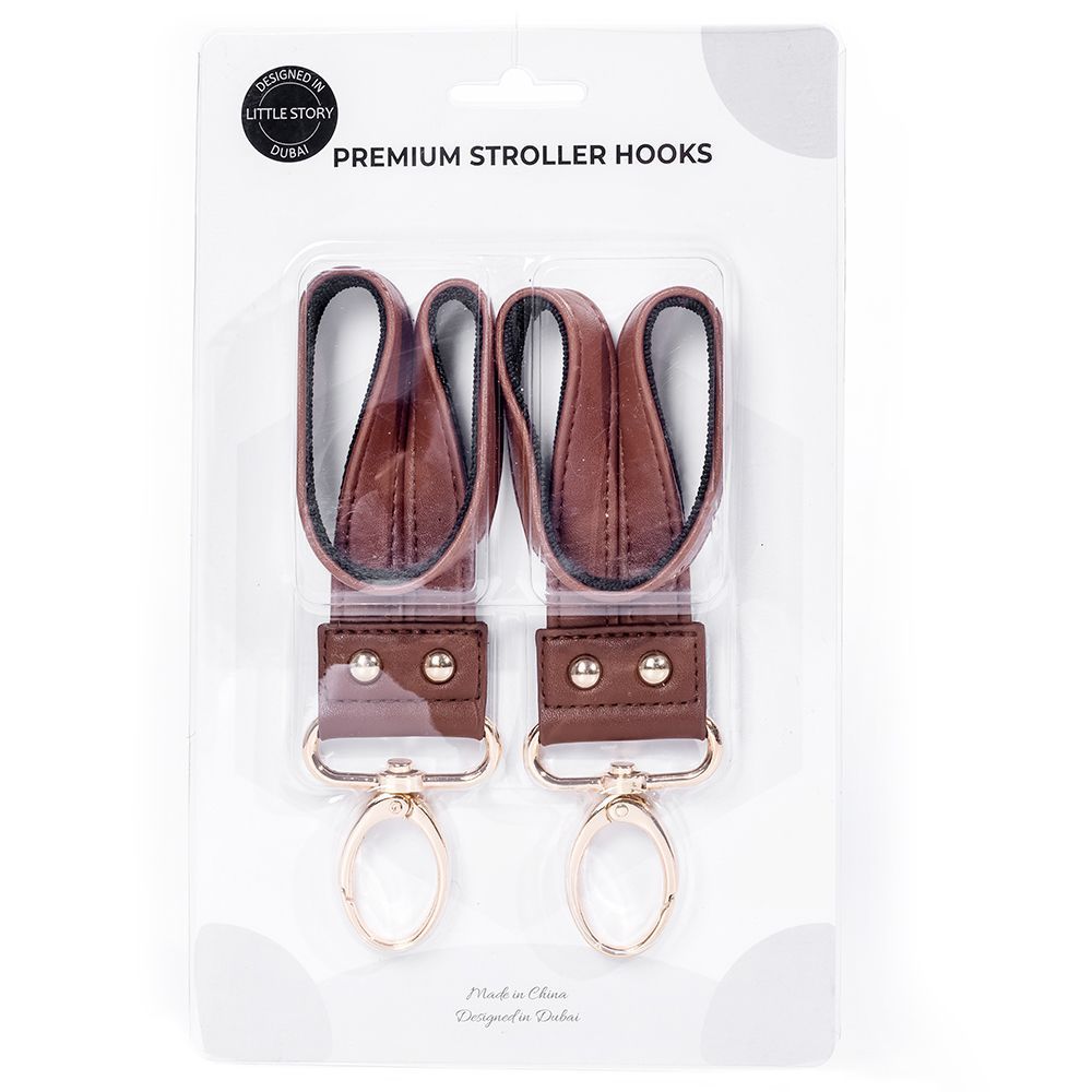 Little Story - Premium Stroller Hooks 2pcs - Brown