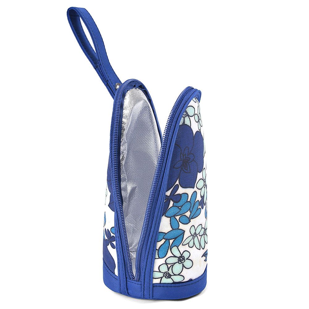 Little Story - Insulated Bottle Bag - Floral Blue