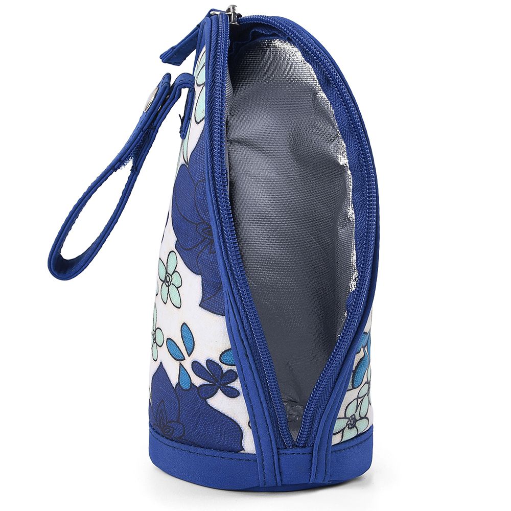 Little Story - Insulated Bottle Bag - Floral Blue